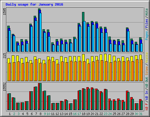 Daily usage for January 2016