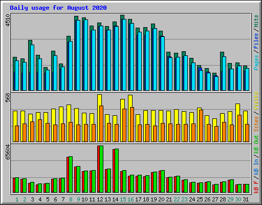 Daily usage for August 2020