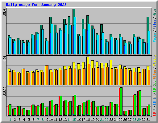 Daily usage for January 2023