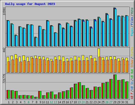 Daily usage for August 2023