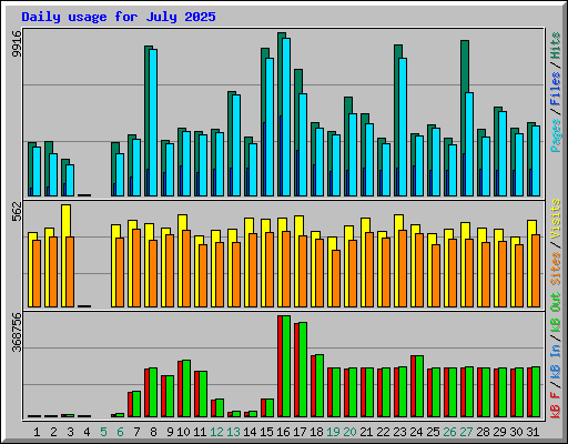 Daily usage for July 2025