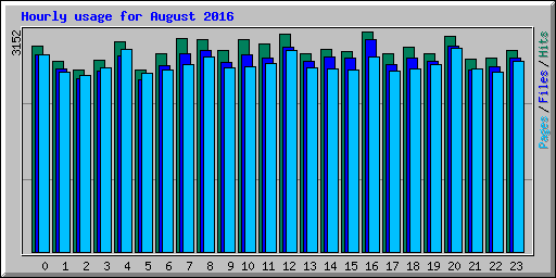 Hourly usage for August 2016